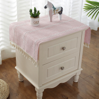 北欧ins风卧室床头柜盖布电视柜盖巾家用布罩多用小方巾桌布R0|北欧-镂空唯美粉 45*70cm