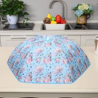 冬季保温菜罩盖菜罩子家用饭菜餐桌可折叠防苍蝇食物大小号罩B1|海底(蓝色) 圆形大号78cm盖7-8个菜