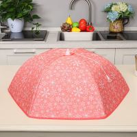 冬季保温菜罩盖菜罩子家用饭菜餐桌可折叠防苍蝇食物大小号罩B1|漫天飞雪(粉色) 圆形大号78cm盖7-8个菜