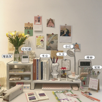 ins桌面抽屉式学生文具书立阅读架办公桌置物架电脑增高架Y9