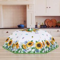 冬季保温菜罩盖菜罩子家用饭菜餐桌可折叠防苍蝇食物大小号罩B1|欣欣向荣（彩色） 圆形大号78cm盖7-8个菜