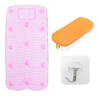 家用可折叠搓衣板家用吸盘防滑软体搓板跪塑料能手搓洗衣板E2|强吸力水晶粉(收藏赠挂钩洗衣刷)