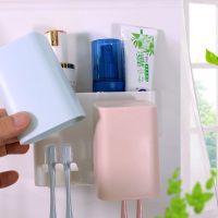 1/2/3/4口牙刷架洗漱套装牙膏盒免打孔贴壁杯子P5|不带挤牙膏器 新款素色4口（爸爸妈妈儿子女儿）