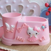 创意可漱杯牙刷架套装家用儿童宿舍刷牙牙刷座W0|Kitty全身粉裙单人套