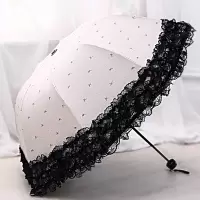 蕾丝太阳伞防晒防紫外线女遮阳伞韩版学生黑胶折叠两用晴雨伞