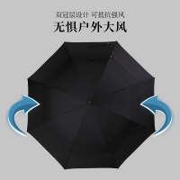 雨伞男长柄日本双层大号复古简约商务双人木柄抗暴雨防风直杆伞