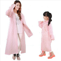 亲子装 加厚雨衣来了圆点带袖套头雨衣成人儿童户外加厚雨披