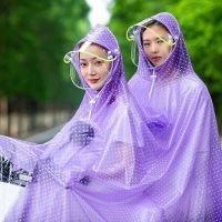 雨衣电动车雨衣女单人摩托车加大加厚双帽檐雨披电瓶车双人大雨披