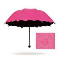 雨伞折叠新款遇水开花开花伞雨伞女防晒伞黑胶三折伞折叠太阳伞具