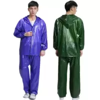 雨衣雨裤套装时尚pvc雨衣套装分体长衣防雨服户外塑料雨披牛筋布