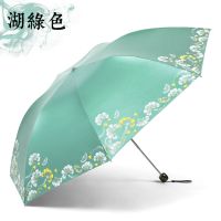 伞防晒防紫外线太阳伞女士三折叠铅笔伞黑胶遮阳伞晴雨伞