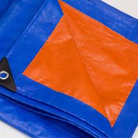 三色彩条布防水防晒加厚防雨布装修户外遮阳防尘塑料油布雨棚篷布|蓝橘布 4X4
