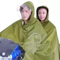 加厚帆布双人雨披军黄透明双帽檐电动车雨衣摩托车雨披加大加厚