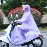 双帽檐带袖雨衣单人有袖电动车雨衣加大加厚摩托车雨披透明雨衣
