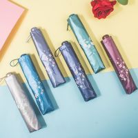 伞三折叠黑胶防晒防紫外线太阳伞轻遮阳两用晴雨伞铅笔伞女