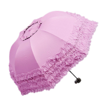 韩国花边蕾丝公主伞太阳黑胶防晒拱形遮阳防紫外线折叠学生晴雨伞