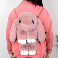 装死兔子包女韩版单肩斜挎包毛绒儿童双肩背包百搭学生手拿链条包