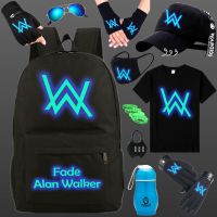 艾伦沃克夜光书包男潮韩版小学生初中生护脊书包男孩大容量帆布