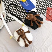 斜挎包女帆布百搭可爱公仔学生布袋小包包原宿韩版森系玩偶包