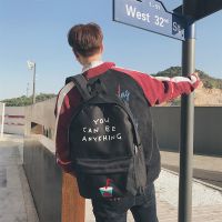 学院风韩版校园帆布背包书包男女时尚潮青少年初高中学生双肩包