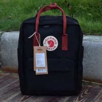 小狐狸双肩包高中初中男女学生书包诺一同款户外大容量帆布背包潮|黑色红带 小号7L放不下A4课本