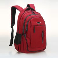 书包男大容量双肩包学生书包初中生书包高中生背包电脑包旅行背包|红色 小号--8523无充电