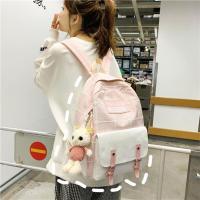 ins风书包女学生韩版 初中网红高中少女心森系双肩背包小清新耐磨