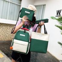 2019新款书包女韩版原宿校园高中学生包百搭时尚少女四件套双肩包