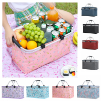 [大号42*23*23cm]保温野餐篮可折叠冰包冰篮户外保温保冷手提收纳篮