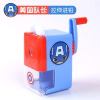 转笔器铅笔卷笔刀笔钻笔刀女孩男孩削笔机幼儿园手动刨笔削笔器小学生用手摇儿童可爱机旋笔绞笔车|美国队长/拉伸进铅/无赠品