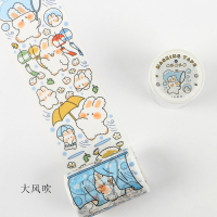 装饰贴纸食加油站手帐美食可爱人物整卷和纸胶带少女手账|大风吹60mm*5m