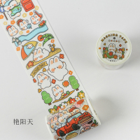 装饰贴纸食加油站手帐美食可爱人物整卷和纸胶带少女手账|艳阳天60mm*5m