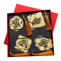 及第故事鲤跃龙门状元」厚黄铜古典外事「如鱼得水精密礼品定|四款一套+红色档礼盒
