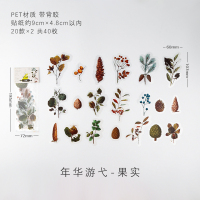 花店pet透明防水大贴纸复古花朵植物手帐拼贴装饰手机水杯贴|果实(20款式40枚)
