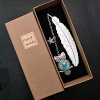 中夜光羽毛学生馈赠创意节庆礼物精美礼盒发古风|银羽+大五角星+猫头鹰