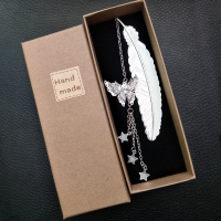 中夜光羽毛学生馈赠创意节庆礼物精美礼盒发古风|银羽+大蝴蝶+流星雨