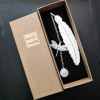 中夜光羽毛学生馈赠创意节庆礼物精美礼盒发古风|银羽+夜光蜻蜓+雪花珠