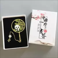 文创店文创礼品送友人老外金属流苏镂空中成都|米绿色吊坠可爱熊+礼盒
