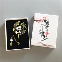 文创店文创礼品送友人老外金属流苏镂空中成都|军绿色吊坠啃竹熊+礼盒