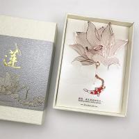 镂空文艺礼物复古典中国古风博物院纪念品金属荷花叶精致|礼盒+拎袋[玫瑰花]