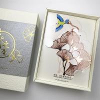 镂空文艺礼物复古典中国古风博物院纪念品金属荷花叶精致|礼盒+拎袋[玫瑰金银杏]