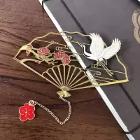 创意文艺古风西安旅鹤舞长安金属古典中流苏礼品团扇|仙鹤古梅,折扇+坠子