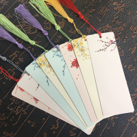 手绘留言卡中学生纸质制作水墨国画创意古典|白卡素雅花纹40张带流苏