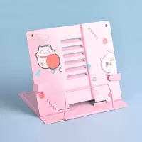金属书档架看书架书夹能读书小学生儿童书立阅读架夹书器|[升级款]招财猫粉色