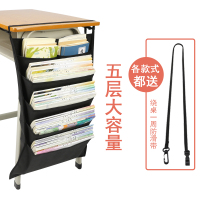 收纳学生书立创意2020书桌挂书袋课桌神器初中生新款书袋课桌手提包潮挂袋桌面高中生能大容量i|【无纺布】-纯黑五层简单款