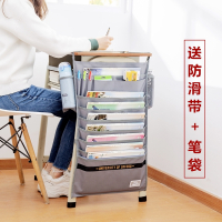 教室课桌高中生书立初中生书本放书书袋课桌收纳学生挂袋神器桌边书桌|[加密牛津布]灰色-(升级无扣+背后放书)[17格层]