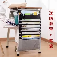 教室课桌高中生书立初中生书本放书书袋课桌收纳学生挂袋神器桌边|[加密牛津布]灰色-学习(升级无扣+背后放书)[17格层]