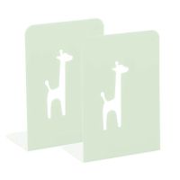 书夹书靠收纳书架可伸缩书立创意铁书立书挡折叠架学生用|浅绿色-小鹿-两片装