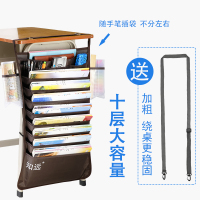 桌边书立夹书挂神器书袋课桌初中生韩国带高中生大容量创意能收纳学生收纳袋挂袋书本挂书袋书桌|纯咖啡-[前10层加厚牛津布]