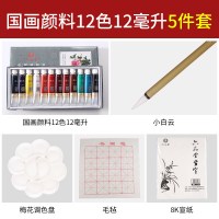 中国画盒装入门124色工笔画染料颜料套装儿童初学者单支12色|国画颜料12色12毫升(基础5件套) 单盒